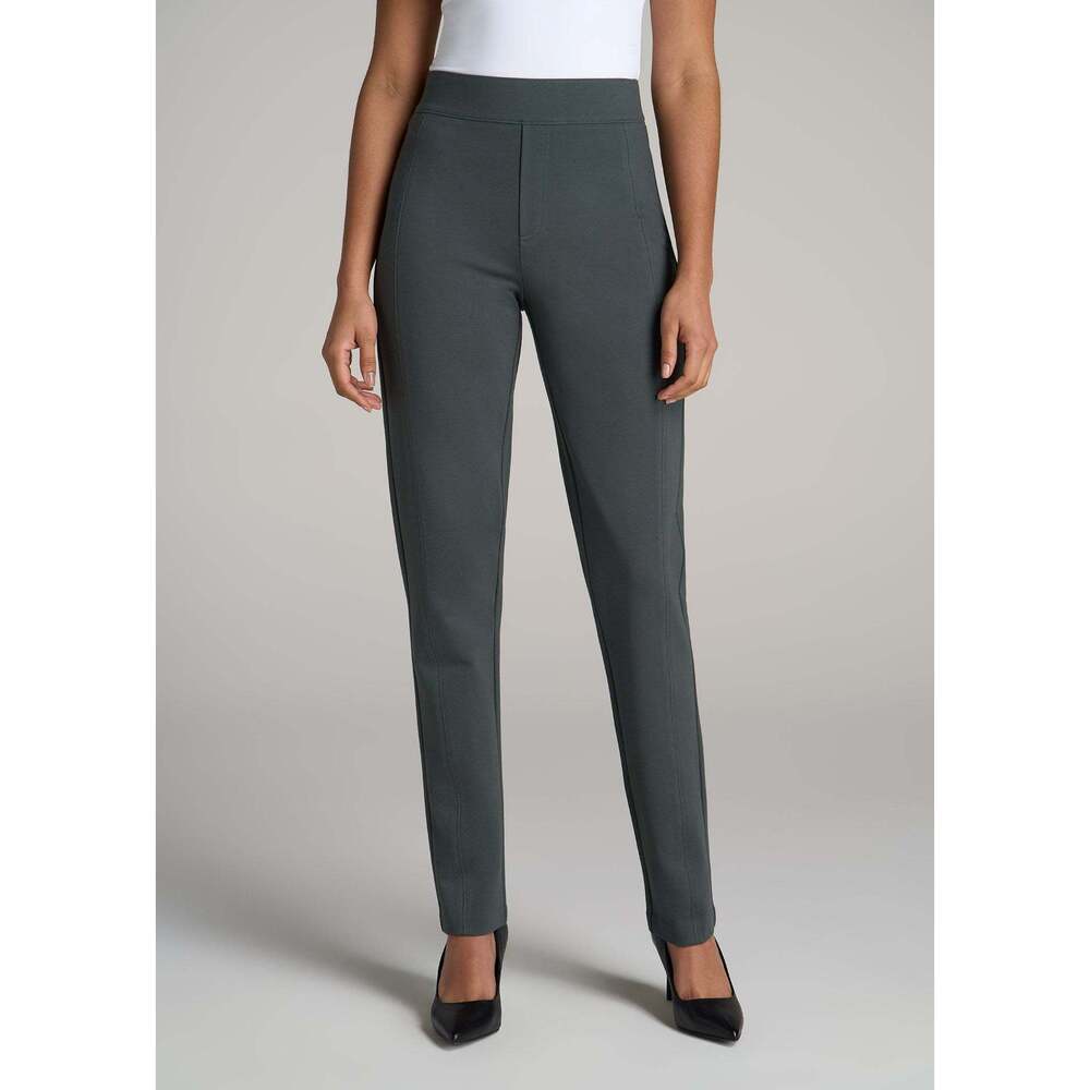 American Tall Pull-on Slim Dress Pants for Tall Women in Soft Green Size 12